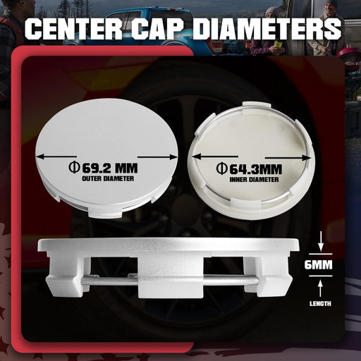 69MM 2.7 Inch Wheel Center Caps for Honda 44732S9AA00 Enkei RPF1 Rim Wheel Center Hub Caps, Pack of 4 Silver