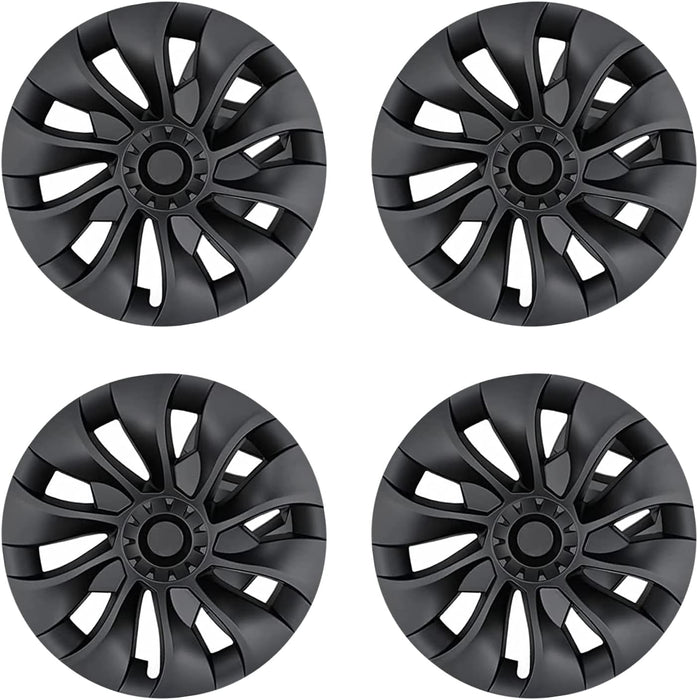 Hubcap Wheel Cover Replacement Compatible with 2017-2023 Model 3 R18 Aero Hub，Uberturbine Style Wheel Rim Protector ABS Kit Accessories Improvement -Set of 4 without Center Stickers（18-Inch Black）