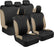 Ultrasleek Beige Seat Covers for Cars Full Set, Two-Tone Front Seat Covers with Matching Back Seat Cover, Stylish Car Seat Protectors with Split Bench Design,