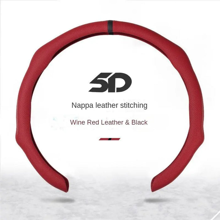 Leather 5D Universal Steering Wheel Cover with Centering Mark Quick Install Non Slip Breathable Ultra Thin Fit for All Seasons Automotive Accessory White Premium Quality Wheel Cover for GMC