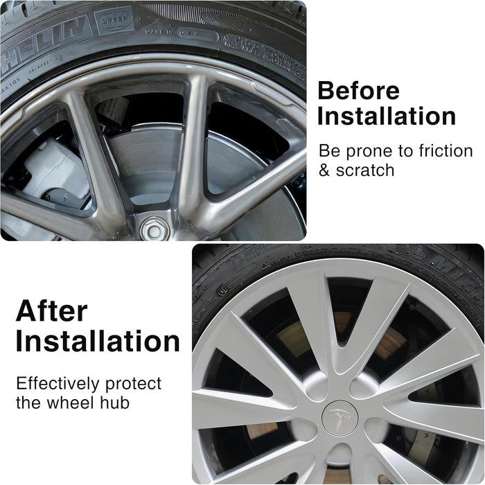 Hubcap for Tesla Model 3 Wheel Cover 18 Inch Hub Cap Replacement Uberturbine Wheel Covers for Model 3 Rim Protector 4PCS (Silver, Model 3“18 Inch)