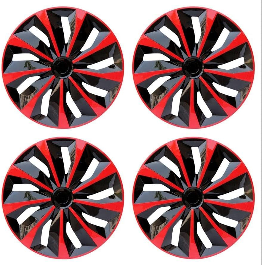 Hubcap Wheel Cover Replacement R16 Hub Caps Universal Wheel Rim Cover ABS Material Exterior Accessories for Car Truck SUV -Set of 4（16-Inch，Red-Black）