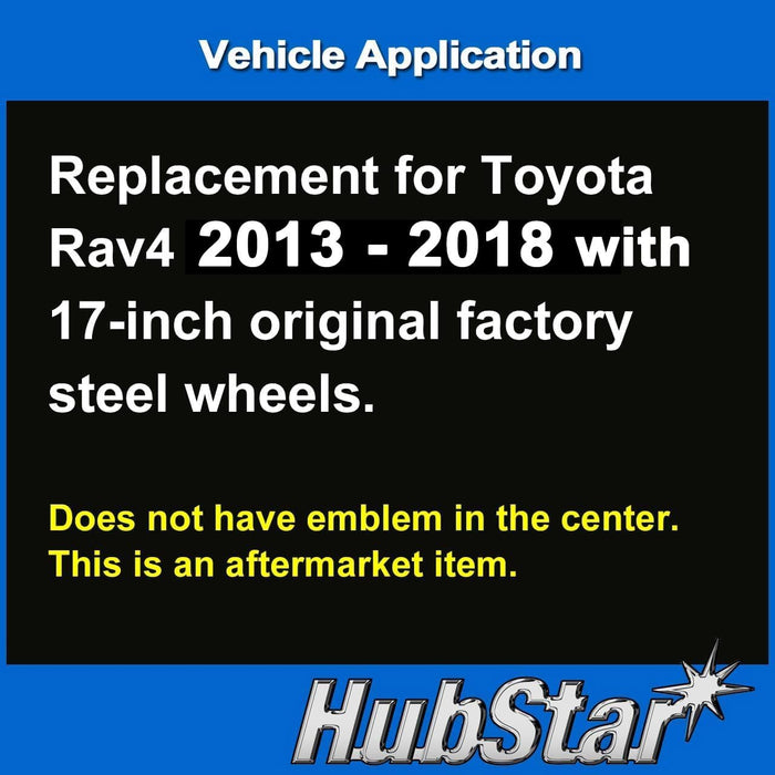 Hubcap Replacement for Toyota Rav4 2013-2018, 17-Inch Wheel Cover, Silver, 1 Piece