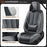  Leather Seat Covers Full Set, 5 Seats Seat Covers for Cars, Waterproof Nappa Leather Car Seat Covers with Head Pillow, Seat Protectors Car Seat Cushion Universal Fit for Most Cars (Gray&Black)