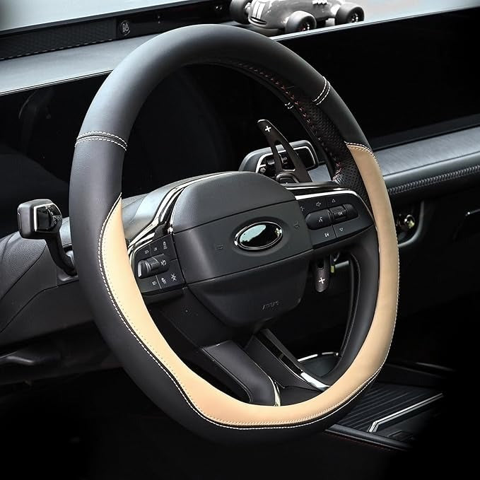 Premium Microfiber Leather Steering Wheel Cover 15 Inch Universal Fit – Anti-Slip, Breathable Car Steering Wheel Protector