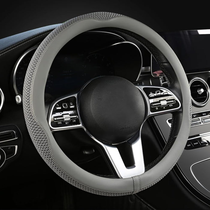 15" Universal Steering Wheel Cover – Advanced Breathable Microfiber Leather, Anti-Slip Design, All-Season Comfort, Green