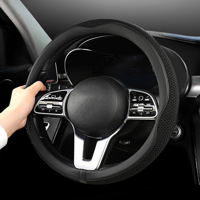 15" Universal Steering Wheel Cover – Advanced Breathable Microfiber Leather, Anti-Slip Design, All-Season Comfort, Green