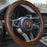 Leather Steering Wheel Cover Universal 15 Inch – Premium Anti-Slip Car Steering Wheel Cover for Cars, SUVs & Trucks – Soft Genuine Leather, Black with Red Stitching
