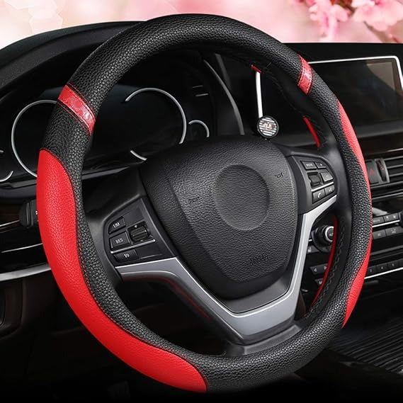 Steering Wheel Cover for Women Leather Universal Steering Wheel Covers for Car 15 Inch (Pink)