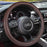 Heavy Duty Pure Cowhide Steering Wheel Cover, Black Genuine Leather Steering Wheel Cover Men Women Universal 14.5 to 15 Inch