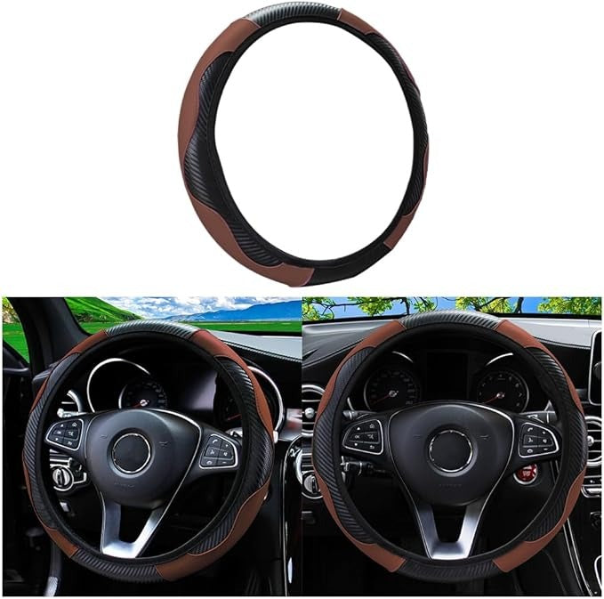 Universal 15-Inch Purple Carbon Fiber Steering Wheel Cover – Premium Microfiber PU Leather, Anti-Slip Breathable Grip for Cars, SUVs & Trucks
