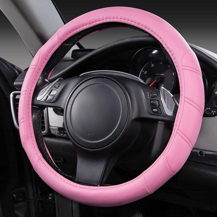 Premium Universal Sport Steering Wheel Cover 14.5-15 Inch – Soft Microfiber Leather, Anti-Slip Grip, Comfortable Fit for Most Cars, SUVs & Trucks – Black & Yellow